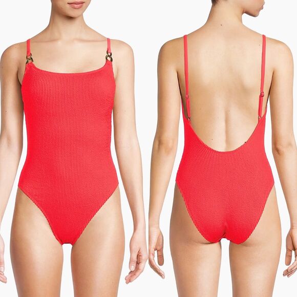 Lilly Pulitzer Women Size 14 Alizee Mizner Red One Piece Swimsuit Beach Vacation - Picture 9 of 12